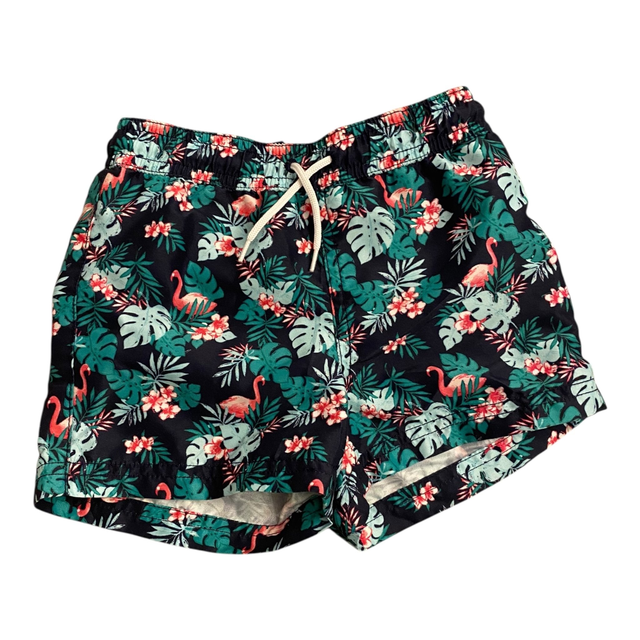 Size 2 Janie and Jack navy trunks with palm trees and flamingos Default Title / 2 / Boy