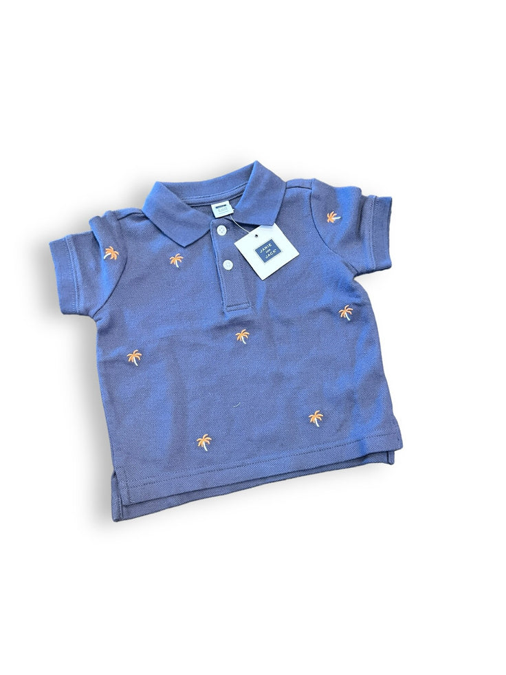 Size 6-12 month Janie and Jack navy polo withe orange palm trees NWT Default Title / 6-12 month / Boy