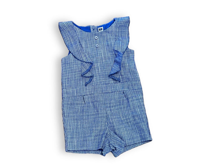 Size 3 Janie and Jack white and blue romper with buttons Default Title / 3 / Girl