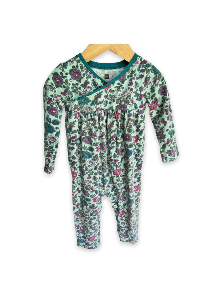 Size 18-24 month Tea Collection green romper, purple/pink flowers Default Title / 18-24 month / Girl