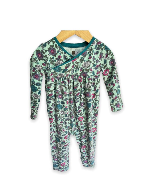 Size 18-24 month Tea Collection green romper, purple/pink flowers Default Title / 18-24 month / Girl