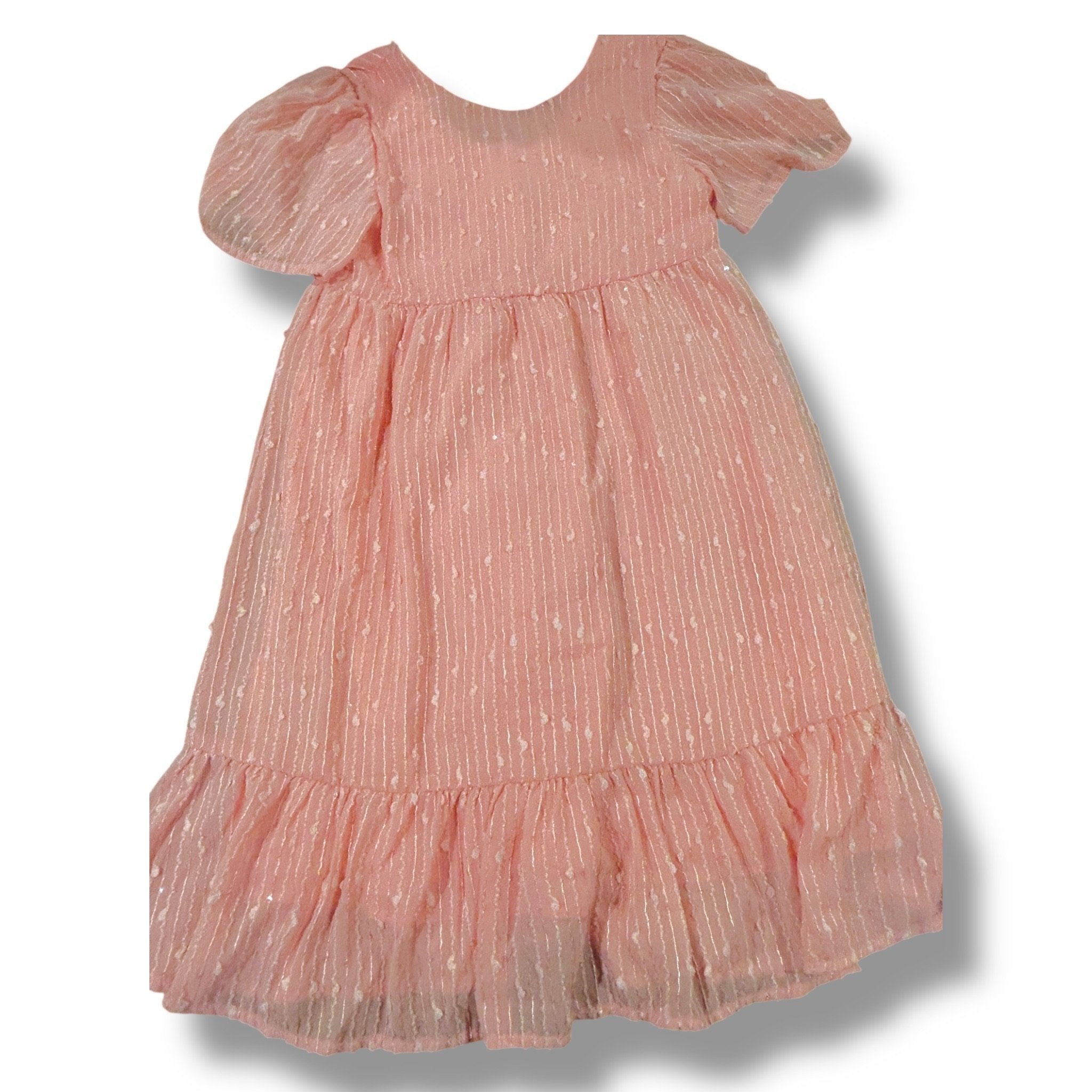 Size 10 MNG peach chiffon dress w/ metallic threads Default Title / 10 / Girl