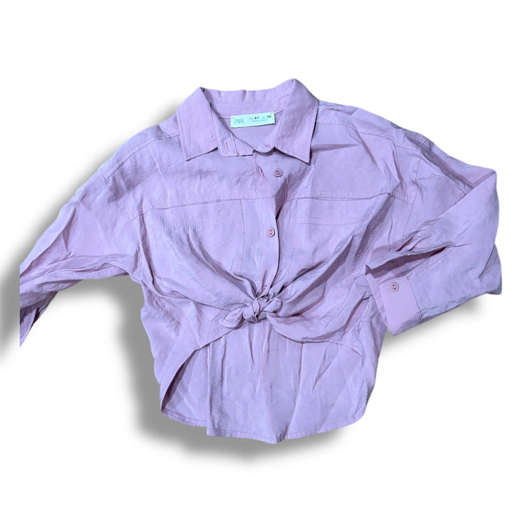 Size 6/7 Zara dusty pink tie shirt Default Title / 7-Jun / Girl