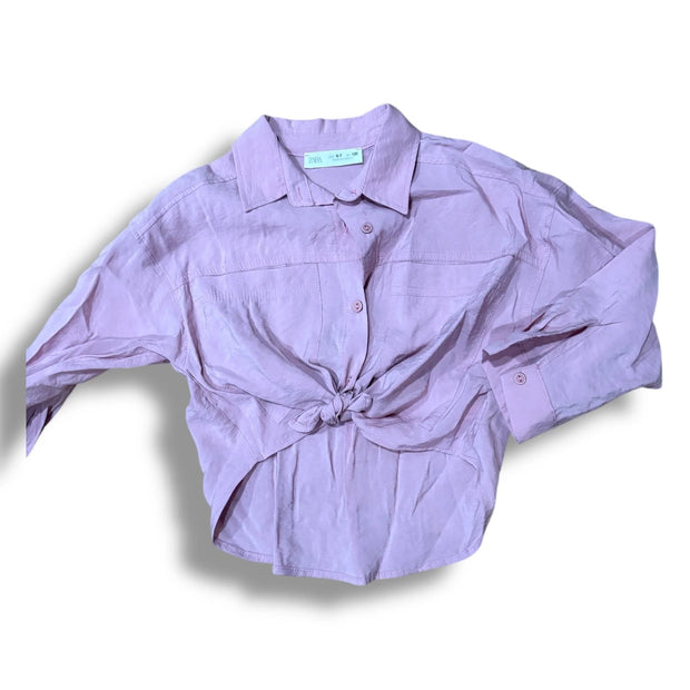 Size 6/7 Zara dusty pink tie shirt Default Title / 7-Jun / Girl