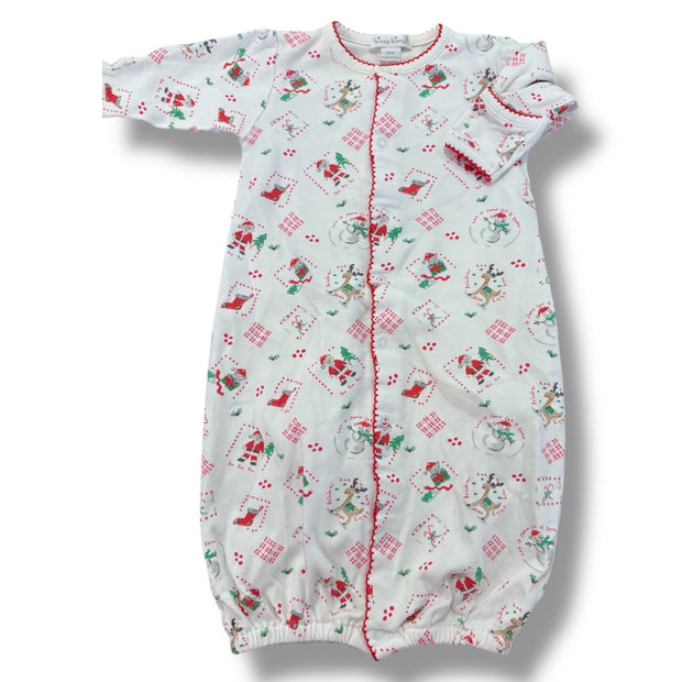 Size 3-6 month Kissy Kissy white sleeper w/ reindeer, snowmen, stockings Default Title / 3-6 month / -