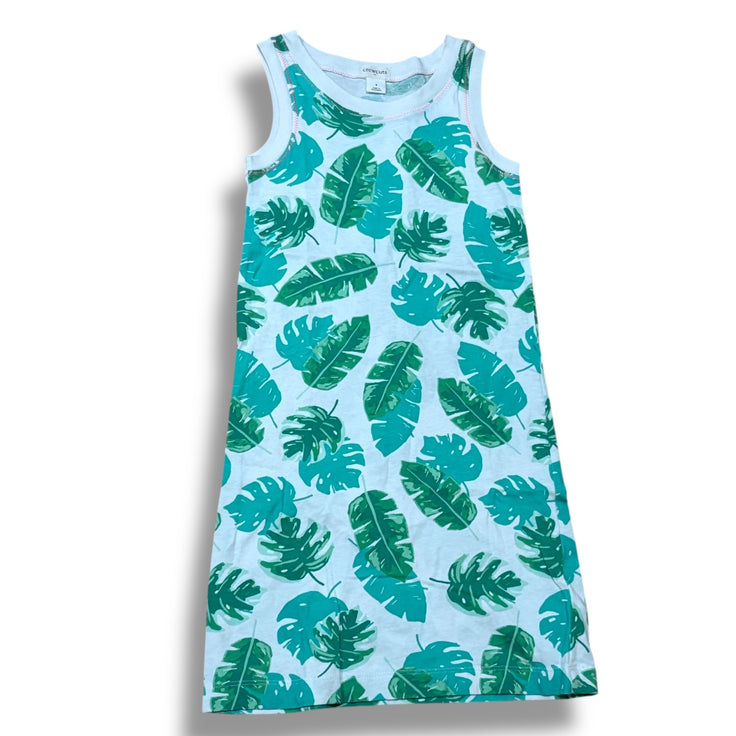 Size 4 Crewcuts (Factory) white tank maxi dress with green palm leaves Default Title / 4 / Girl