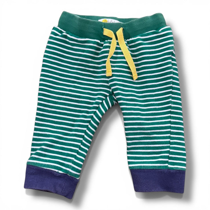 Size 3-6 month Boden grey green and white stripe pants with navy cuffs Default Title / 3-6 month / Boy