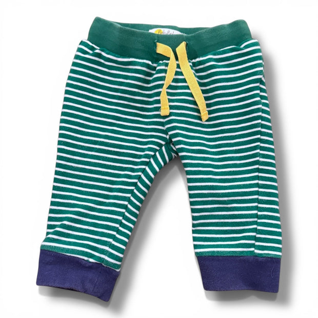 Size 3-6 month Boden grey green and white stripe pants with navy cuffs Default Title / 3-6 month / Boy