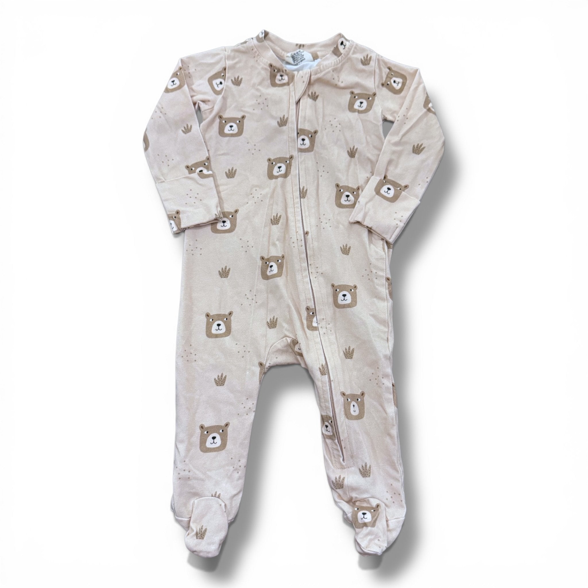 Size 0-3 month Viverano Organics tan bear sleeper Default Title / 0-3 month / Girl