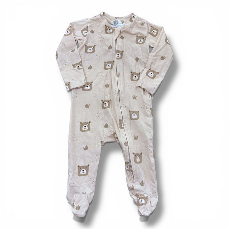 Size 0-3 month Viverano Organics tan bear sleeper Default Title / 0-3 month / Girl