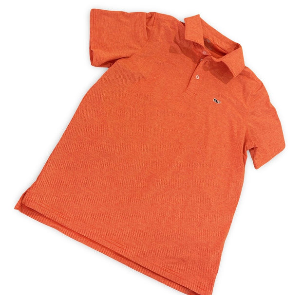 Size 16 Vineyard Vines bright orange striped performance polo Default Title / 16 / Boy