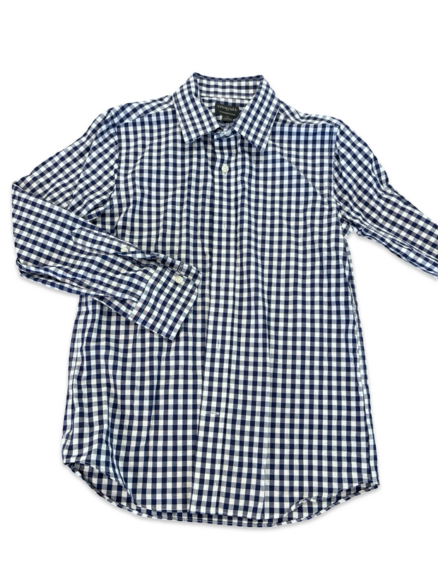 Size 8 Crewcuts Thompson navy and white gingham long sleeve button up Default Title / 8 / Boy
