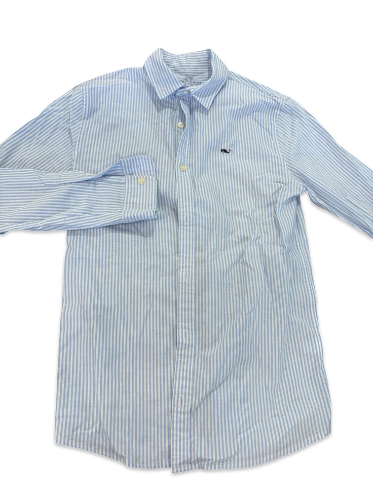 Size 12-14 Vineyard Vines blue and white striped long sleeve button up Default Title / 14-Dec / Boy