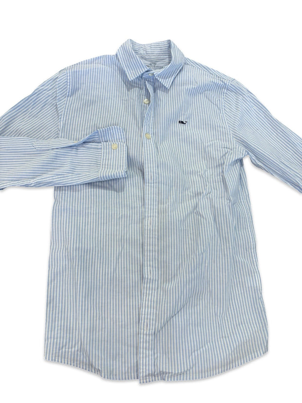 Size 12-14 Vineyard Vines blue and white striped long sleeve button up Default Title / 14-Dec / Boy