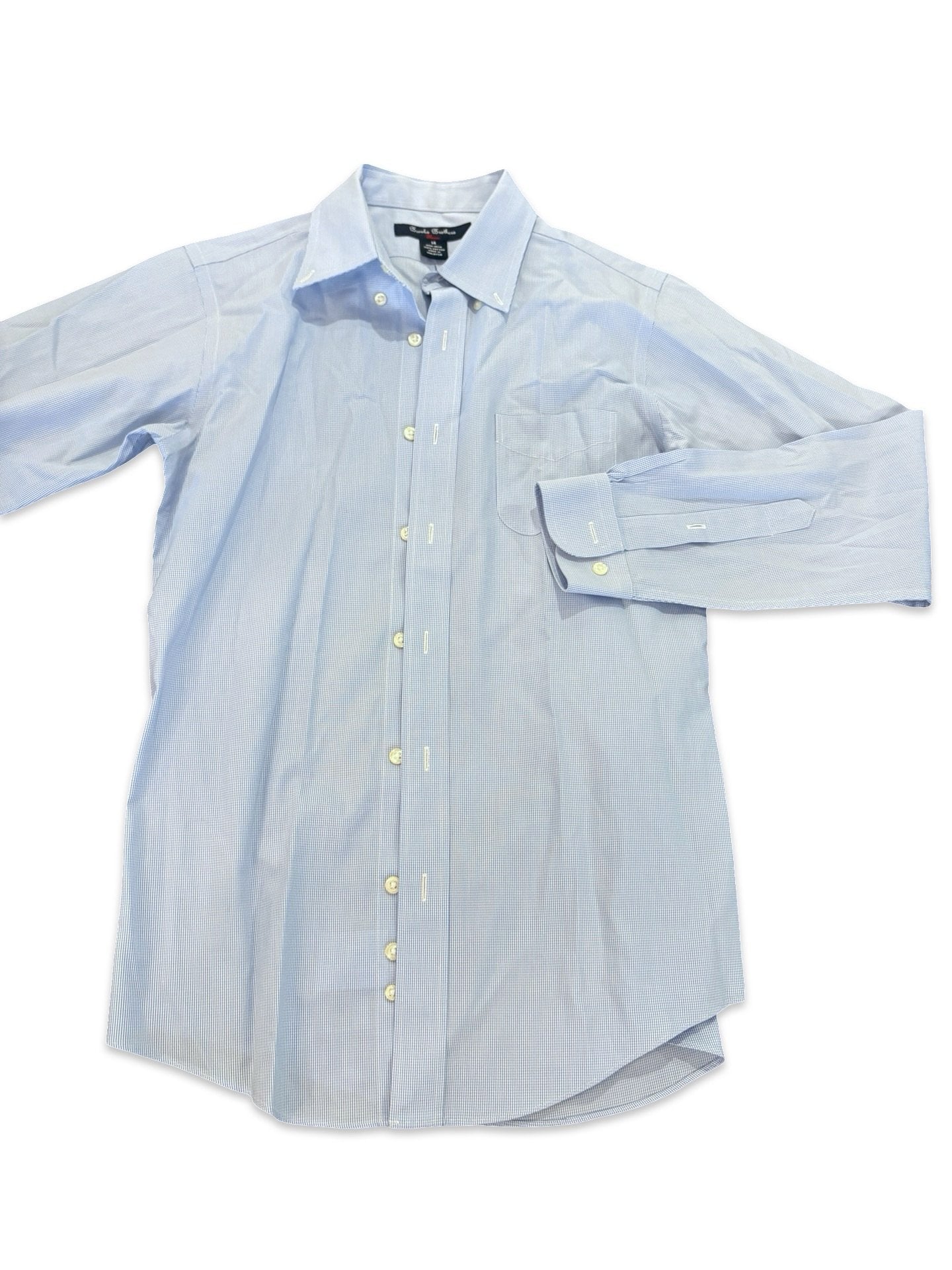 Size 14 Brooks Brothers light blue and white small checkered long sleeve button up Default Title / 14 / Boy