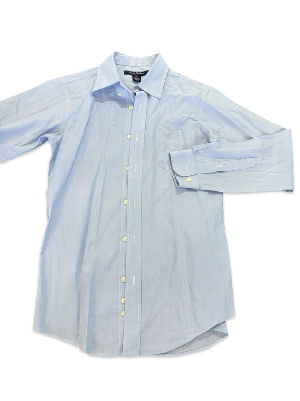 Size 14 Brooks Brothers light blue and white small checkered long sleeve button up Default Title / 14 / Boy
