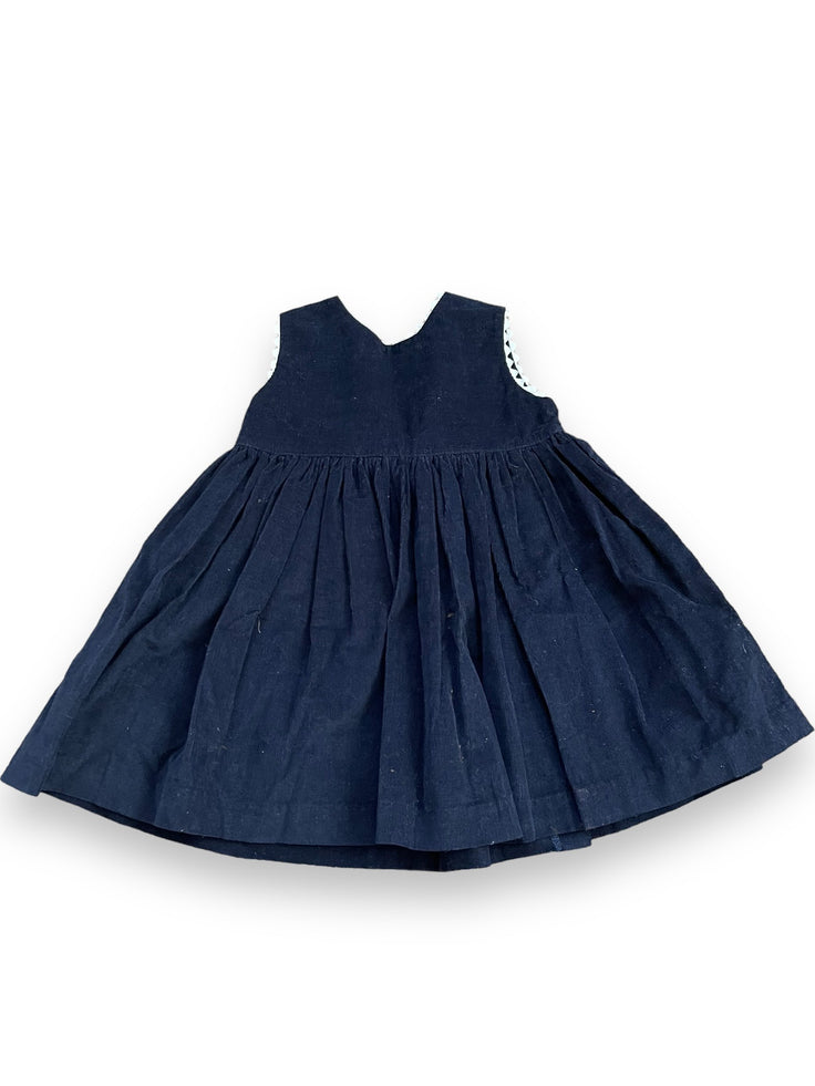 Size 9 month Bella Bliss dark navy corduroy jumper with white trim Default Title / 9 month / Girl