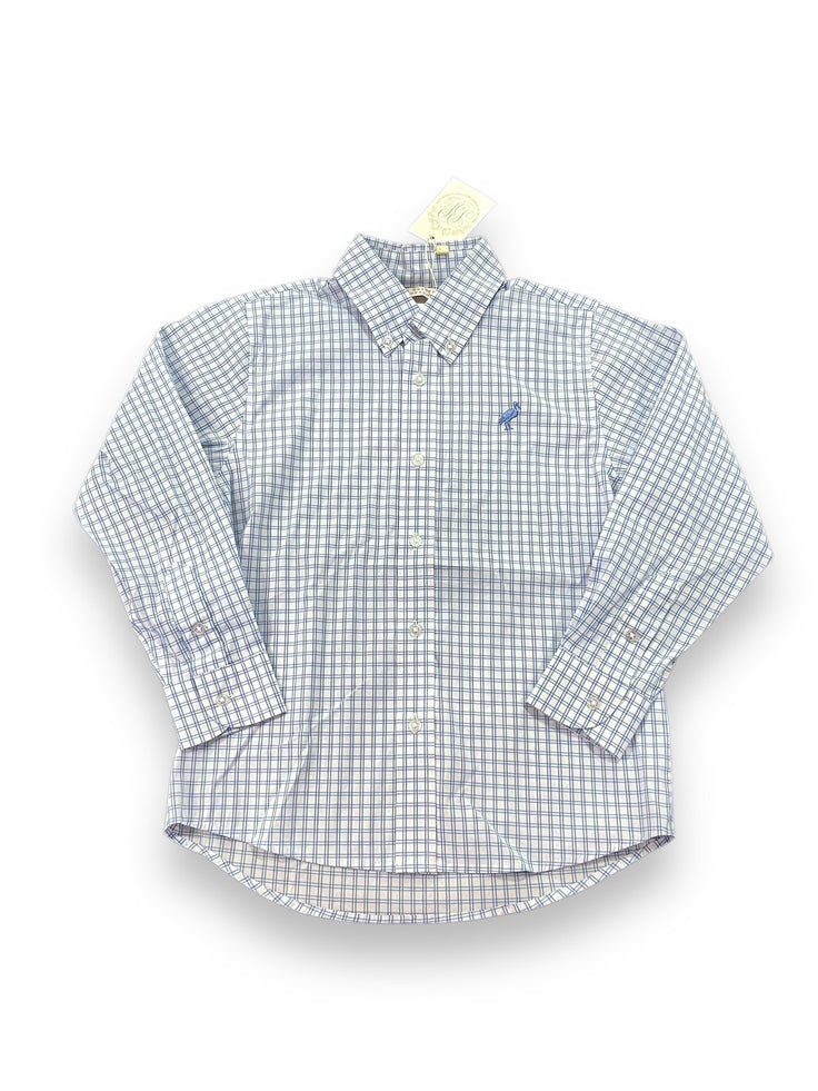 Size 7 TBBC blue and white plaid dress shirt- NWT Default Title / 7 / Boy