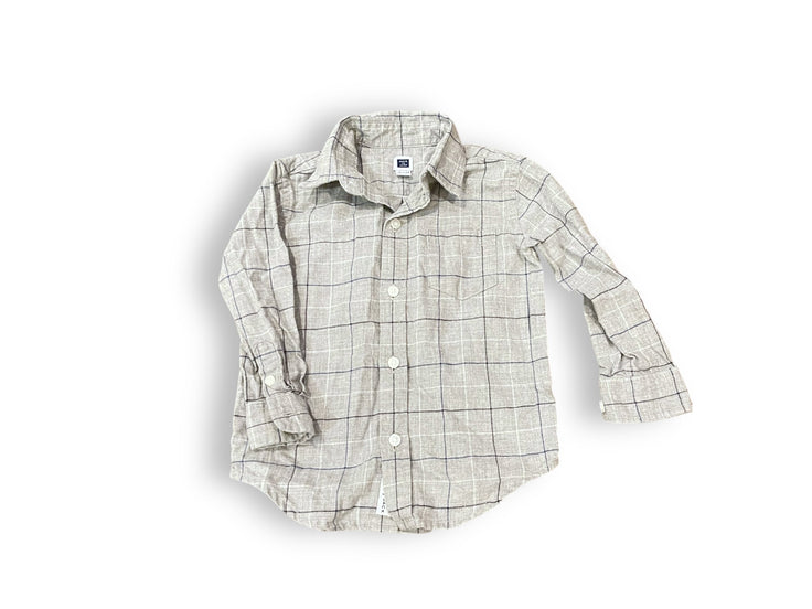 Size 18-24 month Janie and Jack grey, blue and white window pane button up Default Title / 18-24 month / Boy