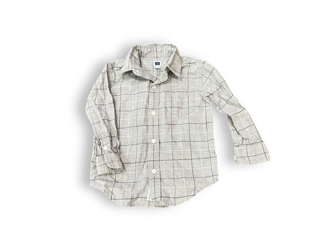 Size 18-24 month Janie and Jack grey, blue and white window pane button up Default Title / 18-24 month / Boy