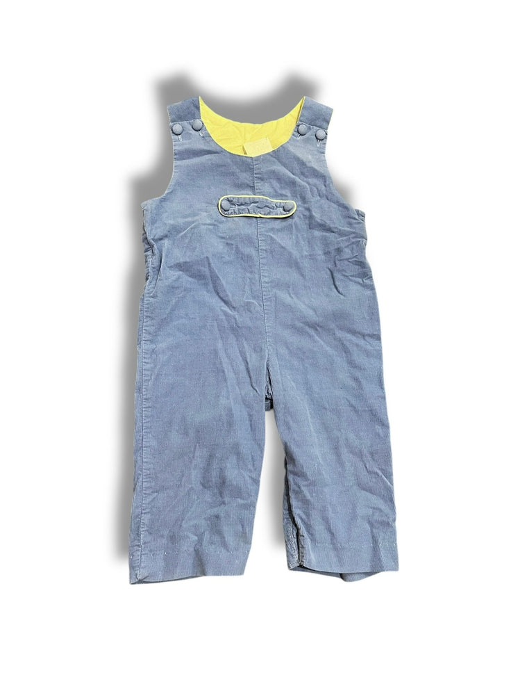 Size 12 month blue fine corduroy romper with yellow lining (light wear) Default Title / 12 / Boy