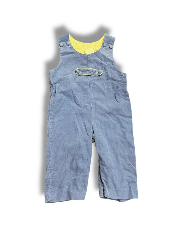 Size 12 month blue fine corduroy romper with yellow lining (light wear) Default Title / 12 / Boy