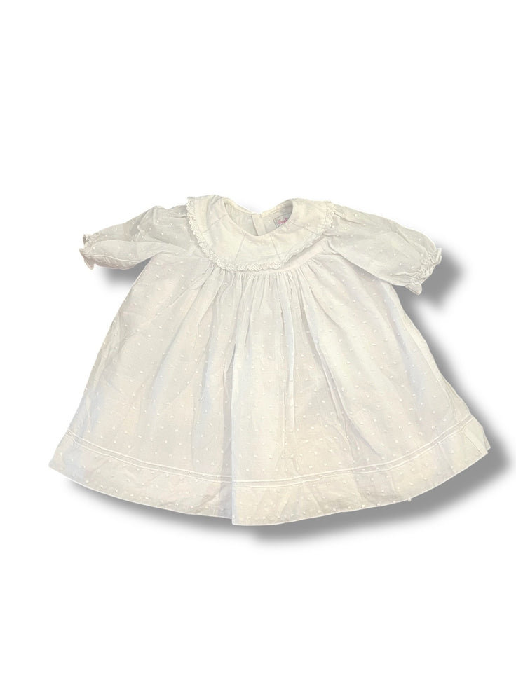 Size 9 month Sophie and Lucas white swiss dot dress with quarter length sleeves Default Title / 9 month / Girl