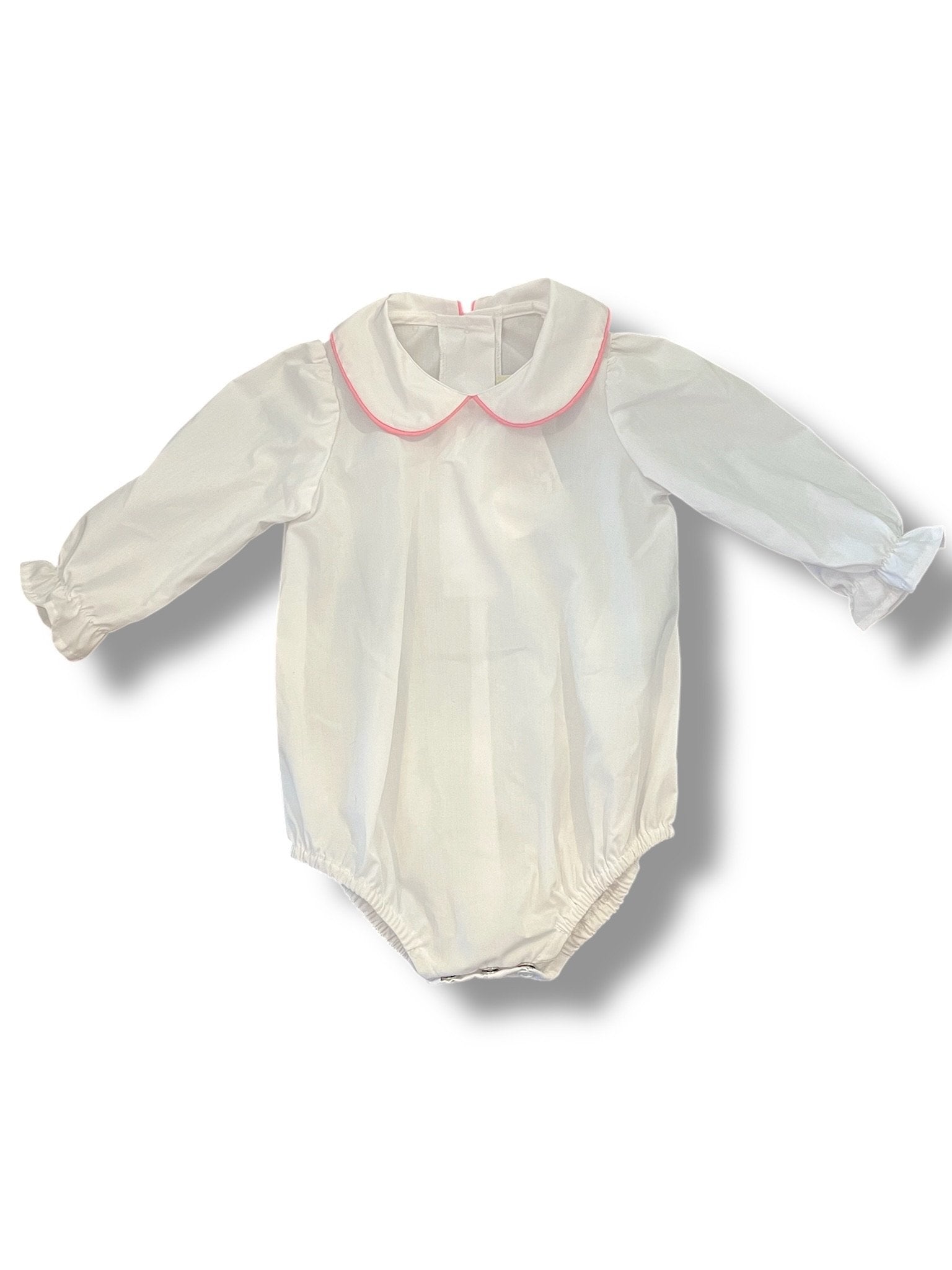 Size 6-12 month TBBC white long sleeve bodysuit with pink trim peter pan collar- NWT Default Title / 6-12 month / Girl