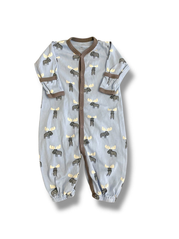 Size Small Kissy Love blue moose long romper  - small untreated mark Default Title / Small / Boy