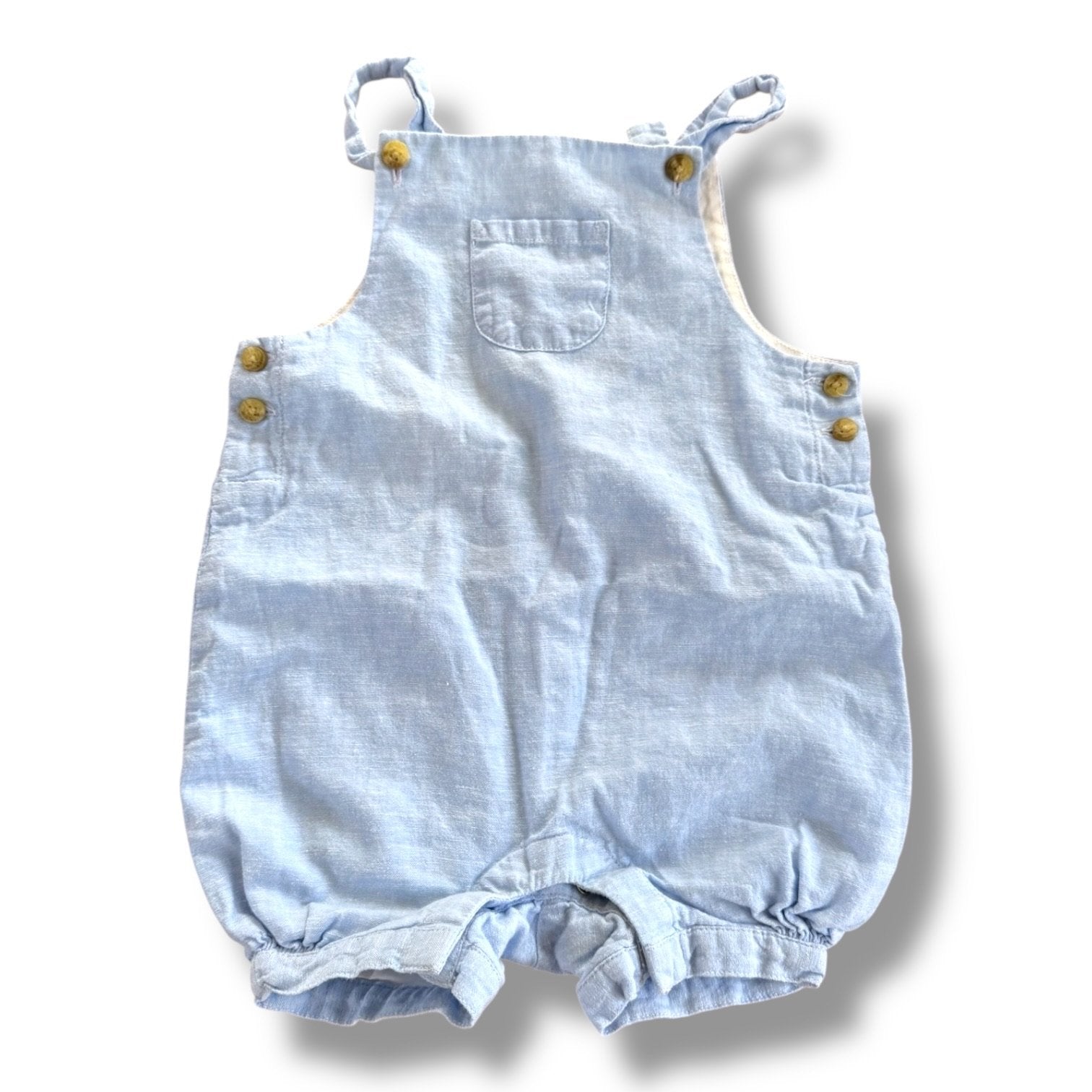 Size 12-18 month Janie and Jack light blue chambray linen blend overall bubble Default Title / 12-18 month / Boy
