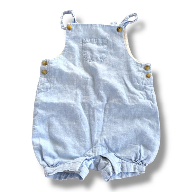 Size 12-18 month Janie and Jack light blue chambray linen blend overall bubble Default Title / 12-18 month / Boy