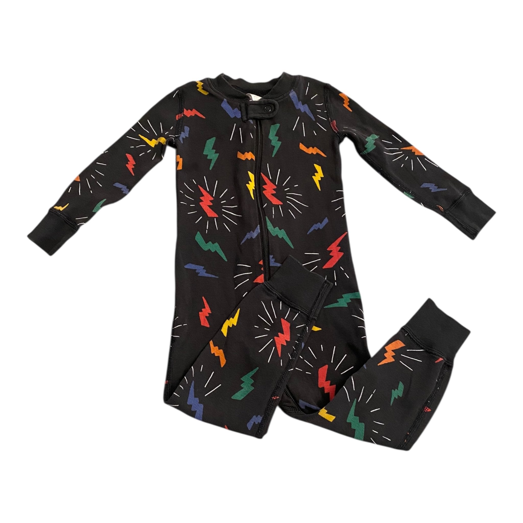 Size 2 Hanna Andersson black sleeper with colorful lightning bolts Default Title / 2 / Boy