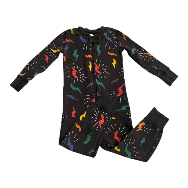 Size 2 Hanna Andersson black sleeper with colorful lightning bolts Default Title / 2 / Boy