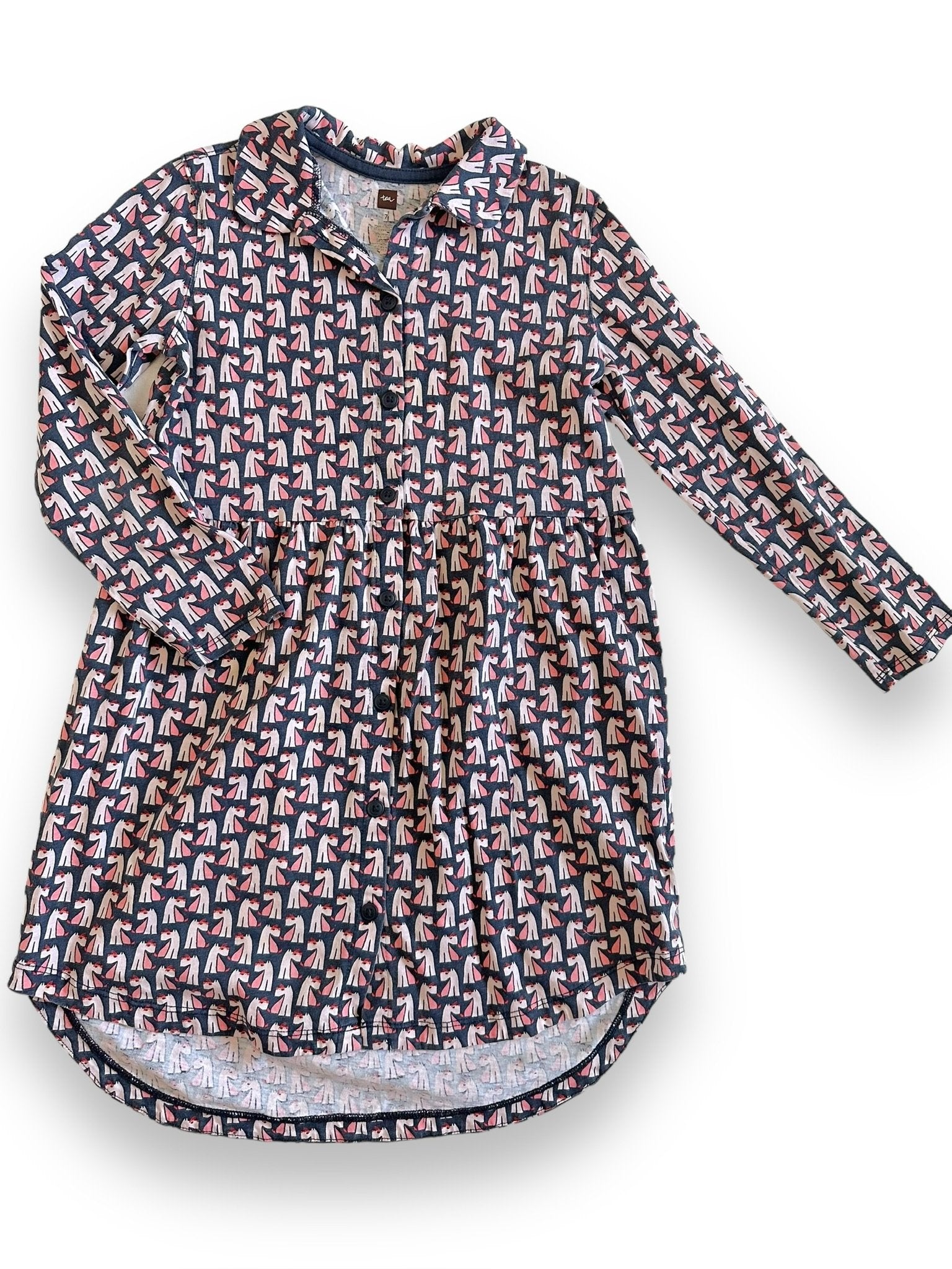 Size 7 Tea Collection Scottie dog gray shirtdress/ long sleeve Default Title / 7 / Girl