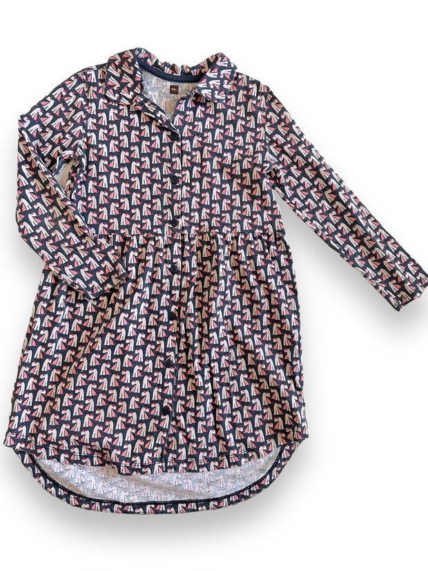 Size 7 Tea Collection Scottie dog gray shirtdress/ long sleeve Default Title / 7 / Girl