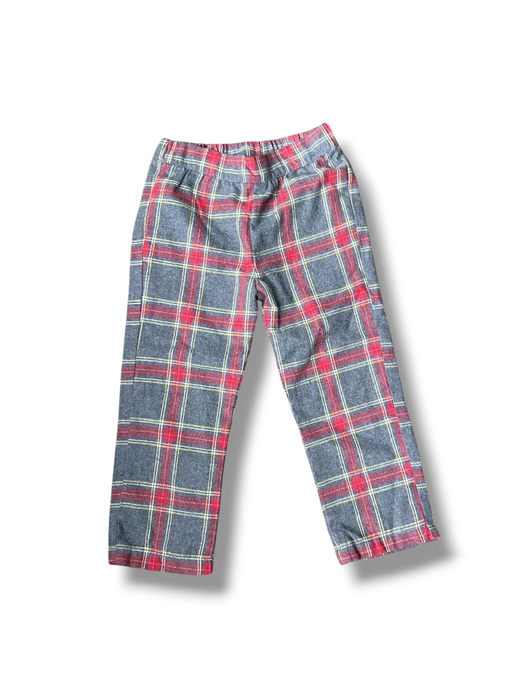 Size 3 Smockingbird red and yellow grey flannel pull on pants Default Title / 3 / Boy