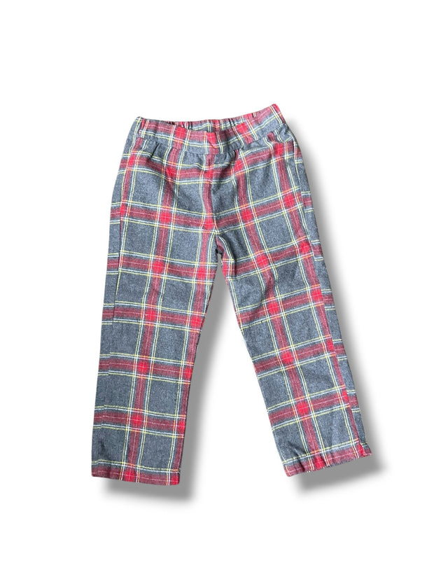Size 3 Smockingbird red and yellow grey flannel pull on pants Default Title / 3 / Boy