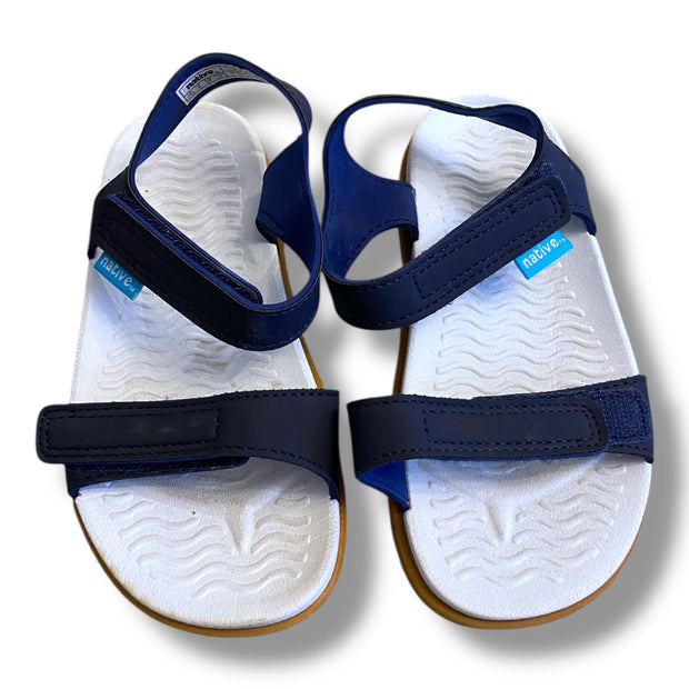 Size Toddler 10 Native navy sandals with velcro straps Default Title / Toddler / -