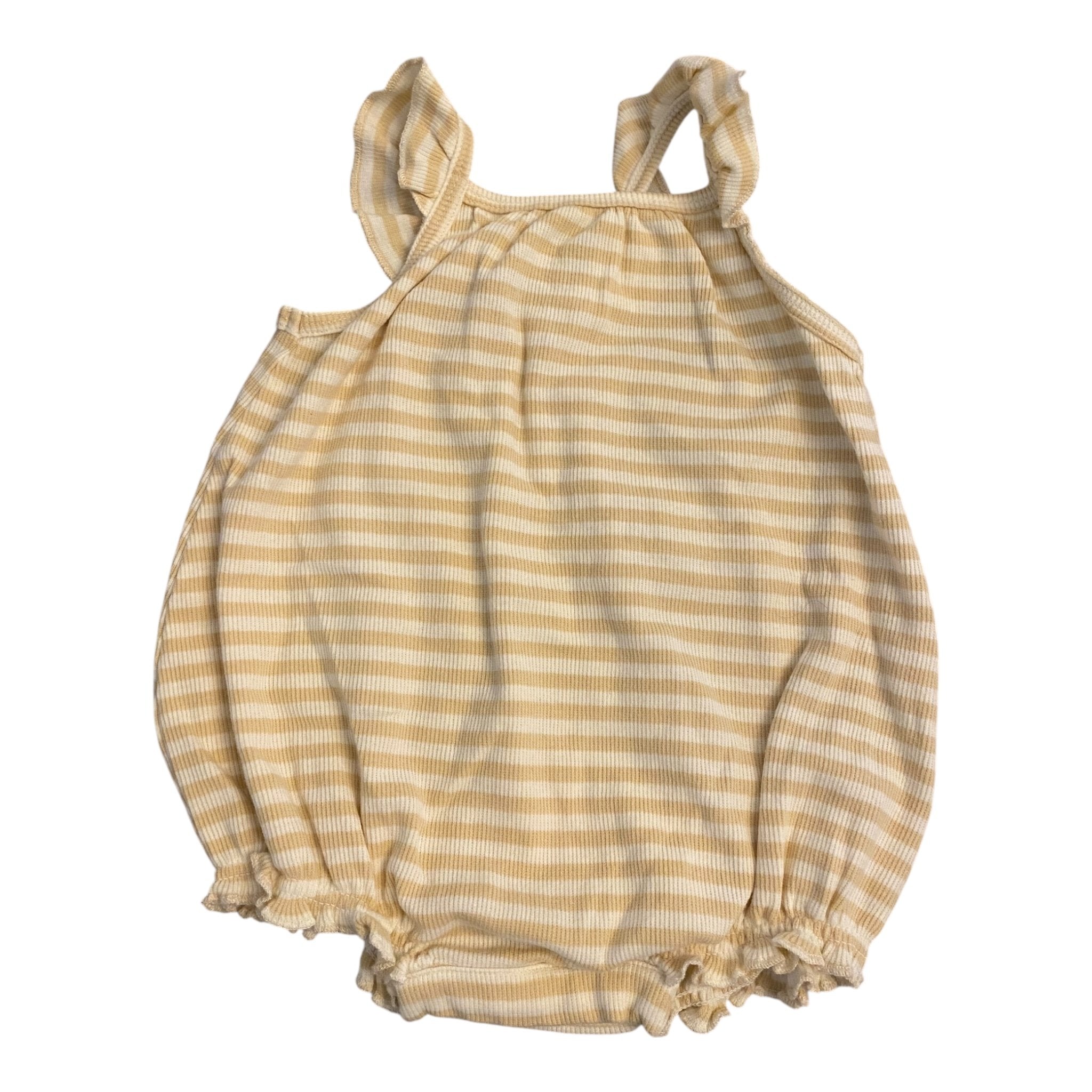 Size 6-12 month Quincy Mae tan and white striped tank bubble Default Title / 6-12 month / Girl