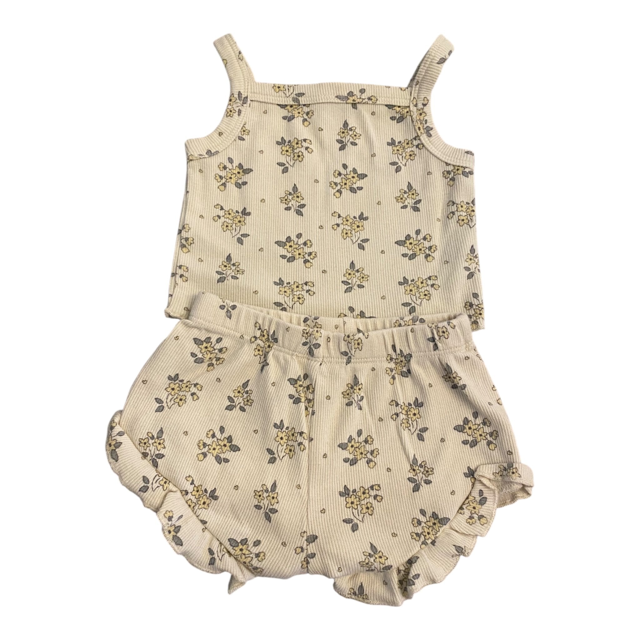 Size 6-12 month Quincy Mae tan floral tank set (runs small) Default Title / 6-12 month / Girl