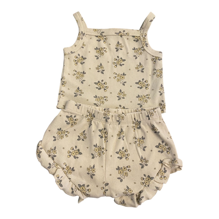 Size 6-12 month Quincy Mae tan floral tank set (runs small) Default Title / 6-12 month / Girl