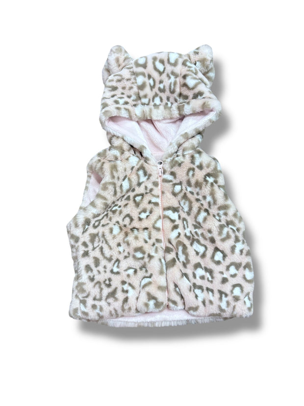 Size 12 month Widgeon light pink leopard faux fur hooded zip up Default Title / 12 / Girl
