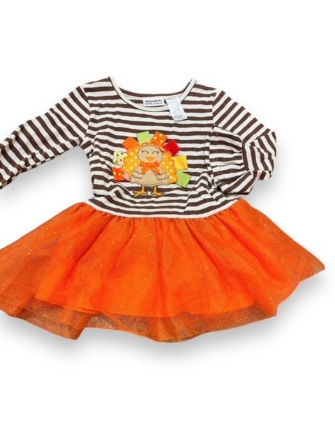 Size 4-5 striped/orange turkey tutu dress Default Title / 5-Apr / -