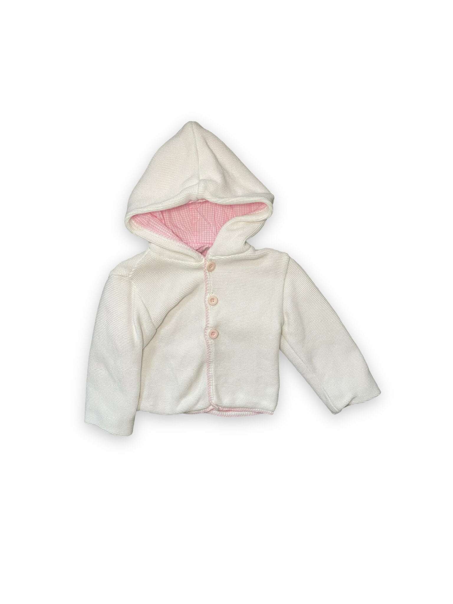 Size 6 month A Soft Idea white sweater, lined jacket- pink and white gingham Default Title / 6 month / Girl
