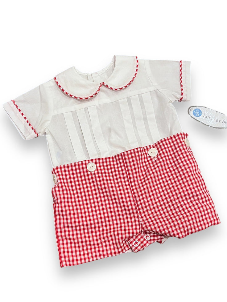 SIze 12 month Lullaby set, red/white gingham button in collared romper, NWT Default Title / 12 month / Boy