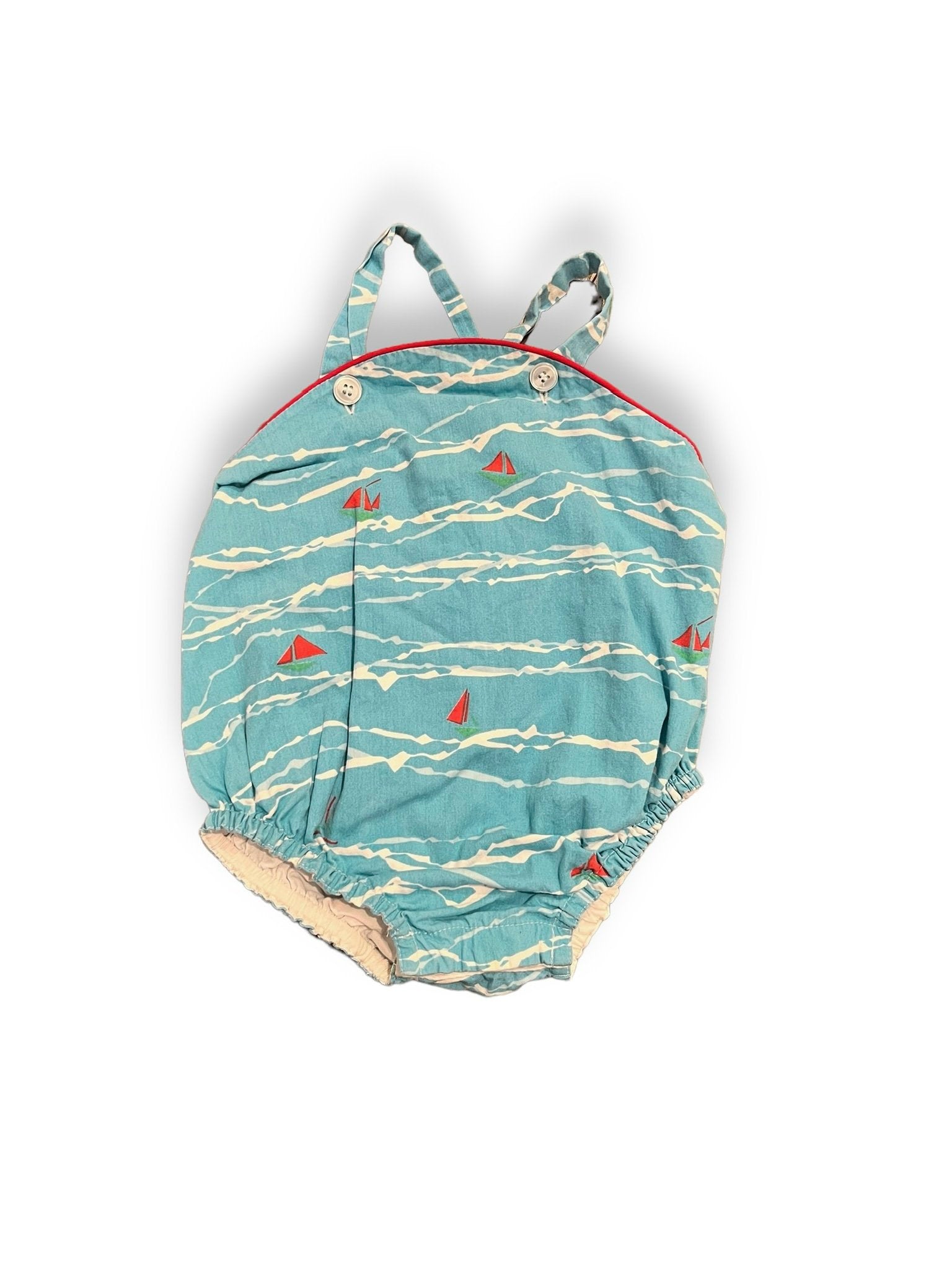Size 6-12 month Peggy Green teal bubble with red piping and sailboats Default Title / 6-12 month / Boy