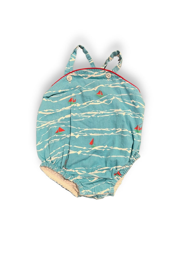 Size 6-12 month Peggy Green teal bubble with red piping and sailboats Default Title / 6-12 month / Boy