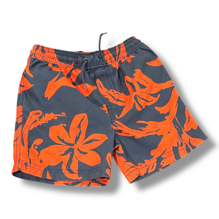 Size 2T Tea Collection navy/red tropical floral swim trunks Default Title / 2 / Boy