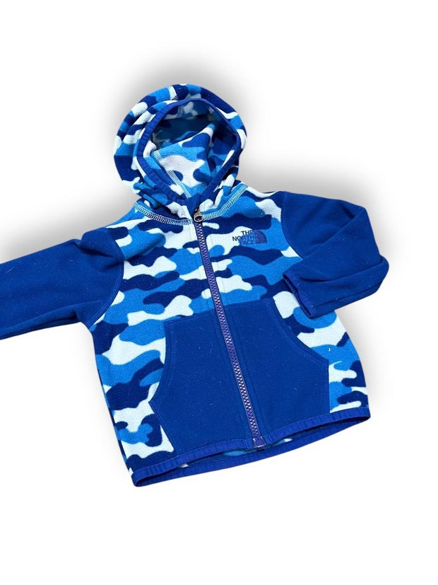 Size 6-12 month Northface blue camo hooded fleece jacket Default Title / 6-12 month / Boy