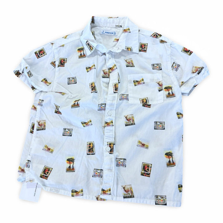 Size 3 Mayoral cream postcard shirt button up Default Title / 3 / Boy